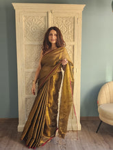 Load image into Gallery viewer, Gold Tissue Linen Saree