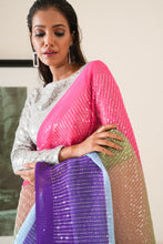 Load image into Gallery viewer, Eclectic Magenta and Pink Georgette Saree
