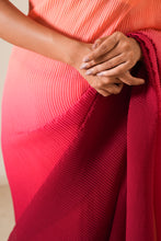Load image into Gallery viewer, Plum Ombre Pleated Georgette Saree