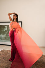 Load image into Gallery viewer, Plum Ombre Pleated Georgette Saree