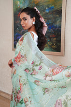 Load image into Gallery viewer, Beadwork Floral Linen Saree