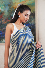 Load image into Gallery viewer, Stripes and Waves Cotton Saree