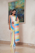 Load image into Gallery viewer, Pastel Stripes Linen Saree
