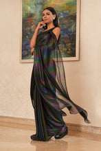 Load image into Gallery viewer, Black Georgette Saree with Metallic Tints