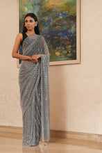 Load image into Gallery viewer, Slate Grey Shimmer Saree