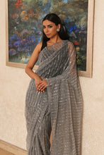 Load image into Gallery viewer, Slate Grey Shimmer Saree