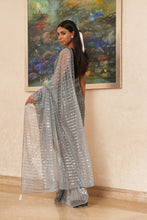 Load image into Gallery viewer, Slate Grey Shimmer Saree