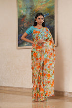 Load image into Gallery viewer, Floral 3D Silk Organza Saree
