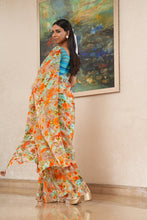 Load image into Gallery viewer, Floral 3D Silk Organza Saree
