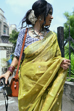 Load image into Gallery viewer, Sage Green Chanderi Saree