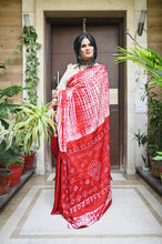 Load image into Gallery viewer, Hibiscus Red Modal Silk Saree