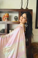 Load image into Gallery viewer, Pink Rainbow Satin Georgette Saree