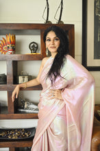 Load image into Gallery viewer, Pink Rainbow Satin Georgette Saree