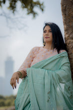 Load image into Gallery viewer, Sea Foam Green Chanderi Saree