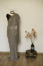 Load image into Gallery viewer, Beige Shimmer Lycra Saree