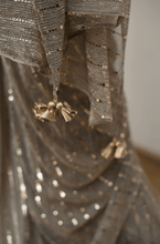 Load image into Gallery viewer, Beige Shimmer Lycra Saree