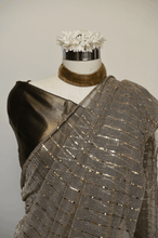 Load image into Gallery viewer, Beige Shimmer Lycra Saree