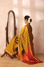 Load image into Gallery viewer, Olive Green Kanjivaram Saree