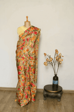 Load image into Gallery viewer, 3D Orange Silk Organza Saree