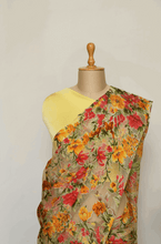 Load image into Gallery viewer, 3D Orange Silk Organza Saree