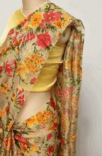 Load image into Gallery viewer, 3D Orange Silk Organza Saree