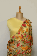 Load image into Gallery viewer, 3D Orange Silk Organza Saree