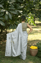 Load image into Gallery viewer, Silver Grey Embroidered Tissue Saree