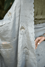 Load image into Gallery viewer, Silver Grey Embroidered Tissue Saree