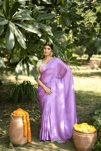 Load image into Gallery viewer, Lilac Scalloped Muga Silk Saree
