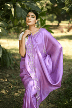 Load image into Gallery viewer, Lilac Scalloped Muga Silk Saree