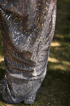 Load image into Gallery viewer, Silver and Red Crystal Ombre Saree