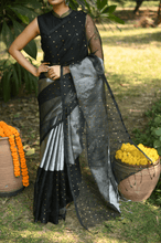 Load image into Gallery viewer, Black and Silver Tissue Saree