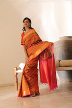 Load image into Gallery viewer, Orange Mulberry Silk Saree