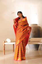 Load image into Gallery viewer, Orange Mulberry Silk Saree