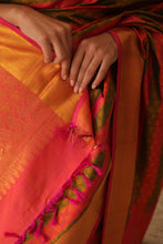 Load image into Gallery viewer, Orange Mulberry Silk Saree