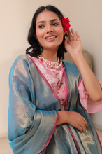 Load image into Gallery viewer, Aqua Tissue Linen Saree