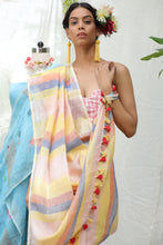 Load image into Gallery viewer, Grīṣma Pastel Linen Saree