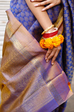 Load image into Gallery viewer, Puskara Blue Kanjivaram Saree
