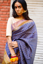 Load image into Gallery viewer, Puskara Blue Kanjivaram Saree