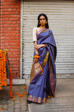 Load image into Gallery viewer, Puskara Blue Kanjivaram Saree