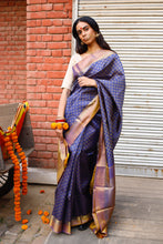Load image into Gallery viewer, Puskara Blue Kanjivaram Saree