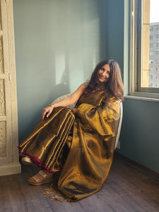 Gold Tissue Linen Saree