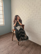 Load image into Gallery viewer, Black and Silver Linen Saree
