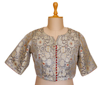 Load image into Gallery viewer, Silver &amp; Red Luxe Silk Blouse
