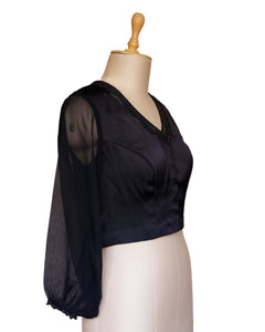 Black Satin & Georgette Luxe Blouse