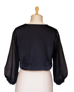 Black Satin & Georgette Luxe Blouse