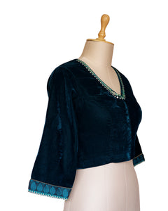 Teal Velvet Blouse