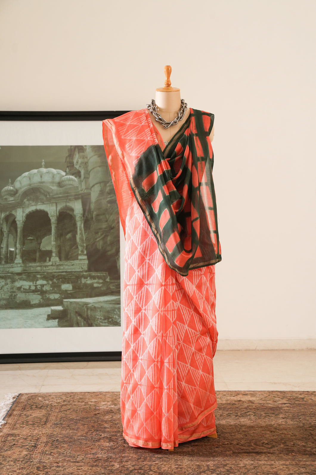 Black and Red Chanderi Saree