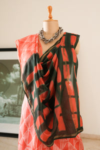 Black and Red Chanderi Saree