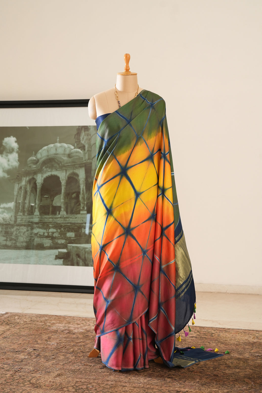 Midnight Blossom Saree